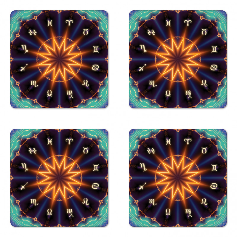 Sun Zodiac Wheel Coaster Set Of Four