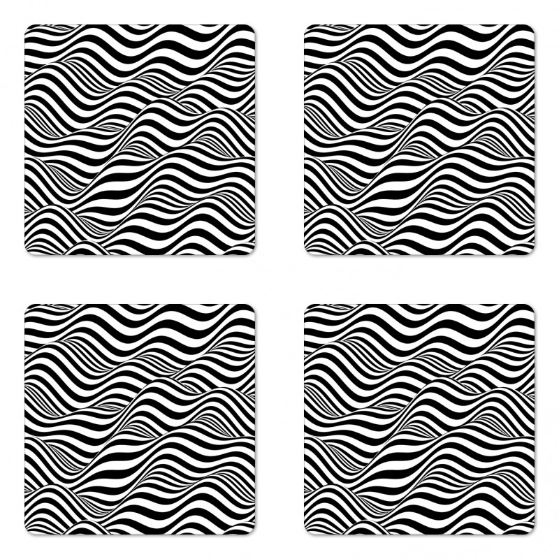 Monochrome Waves Coaster Set Of Four