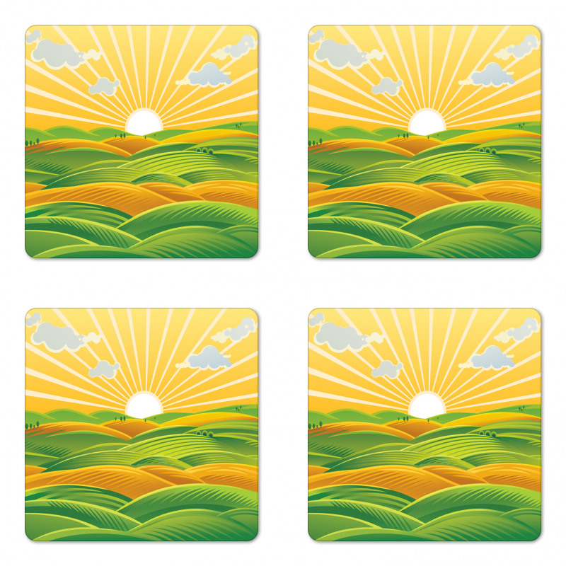 Fields Hills at Dawn Coaster Set Of Four