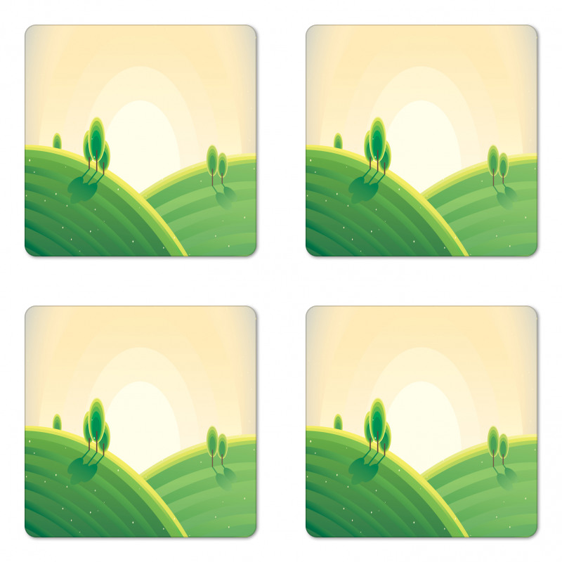 Rural Landscape Hills Coaster Set Of Four