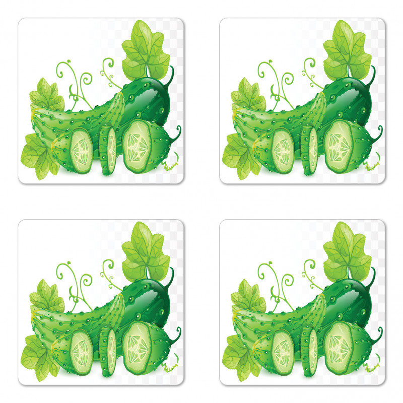 Juicy Cucumber Graphic Coaster Set Of Four