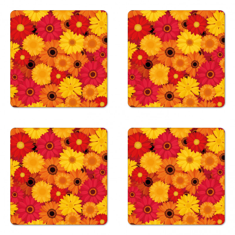 Warm Tones Flowers Coaster Set Of Four