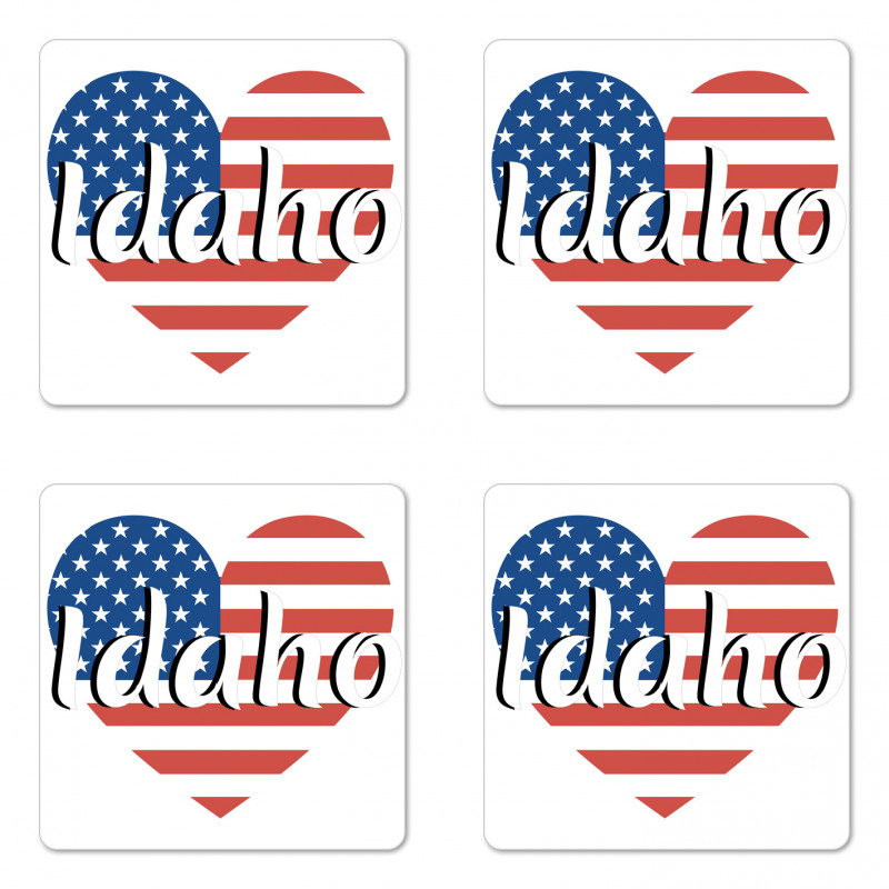 Heart Shaped USA Flag State Coaster Set Of Four