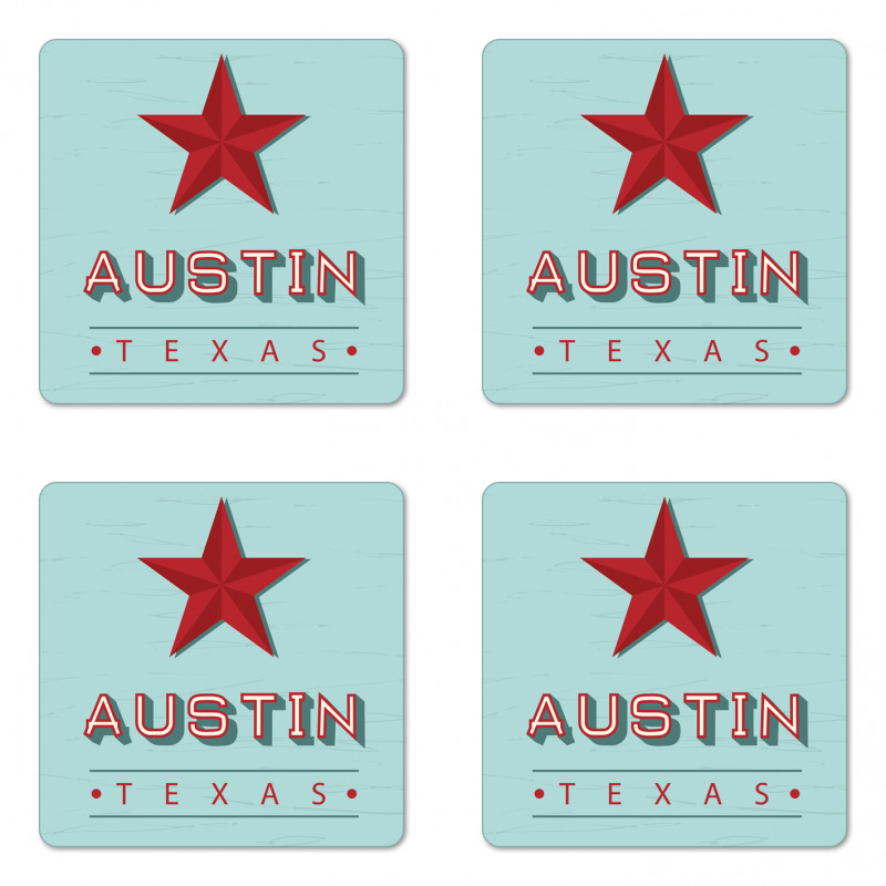 Texas Wording and a Star Coaster Set Of Four