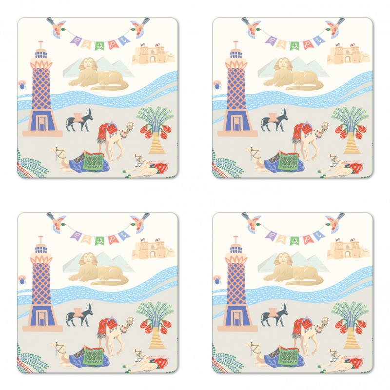 Traveling Egypt Landmarks Coaster Set Of Four