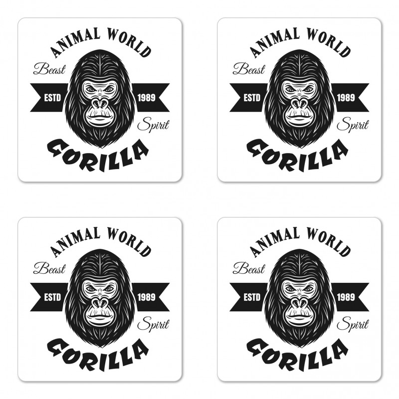 Animal World Calligraphic Coaster Set Of Four