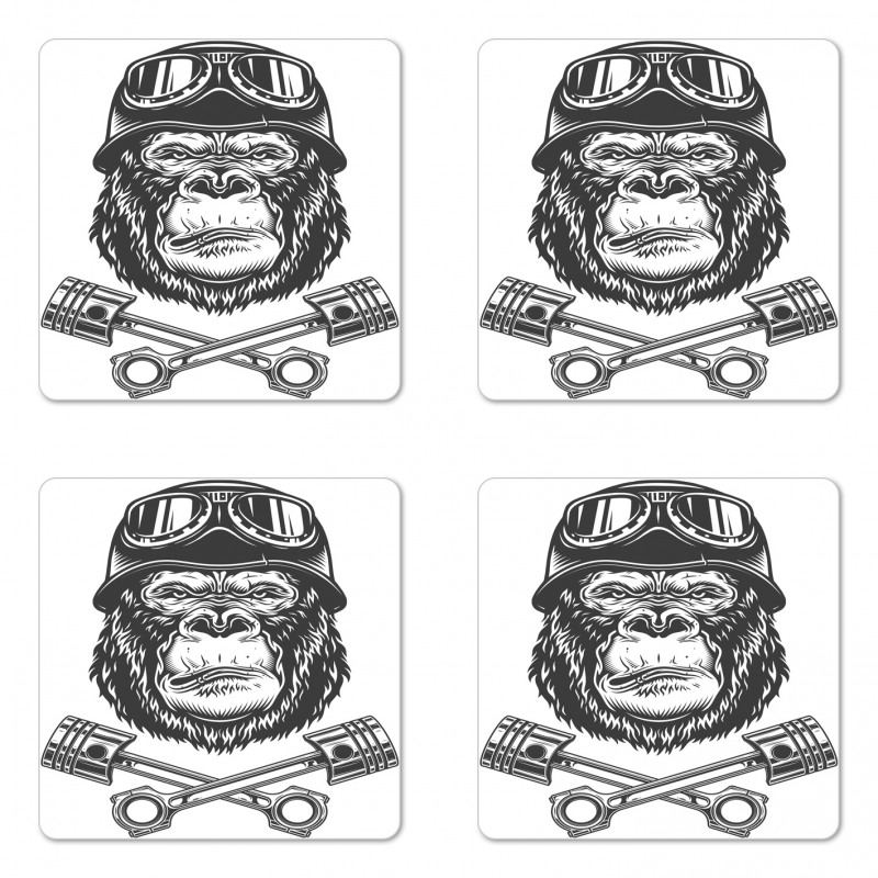 Vintage Style Serious Biker Coaster Set Of Four