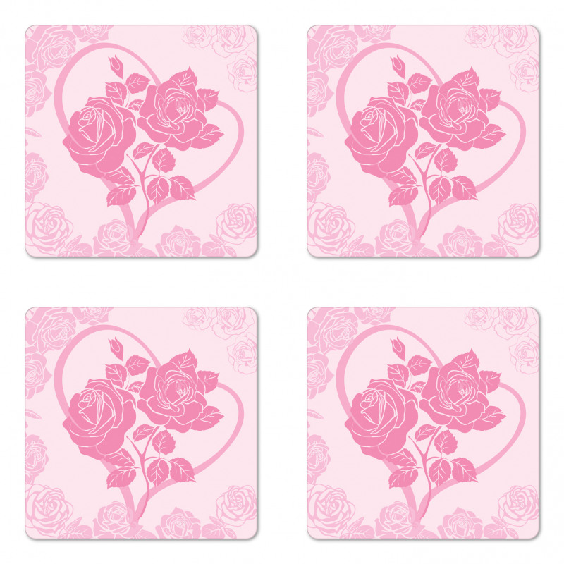 Roses in Heart Coaster Set Of Four