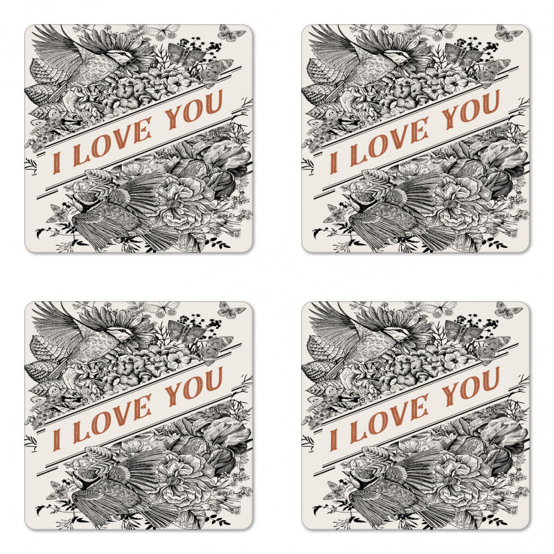 Engraved Flowers Coaster Set Of Four