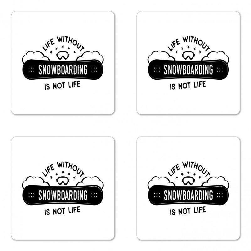 Snowboarding Calligraphy Coaster Set Of Four