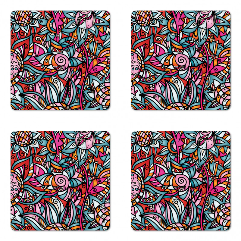 Abstract Sunflower Coaster Set Of Four