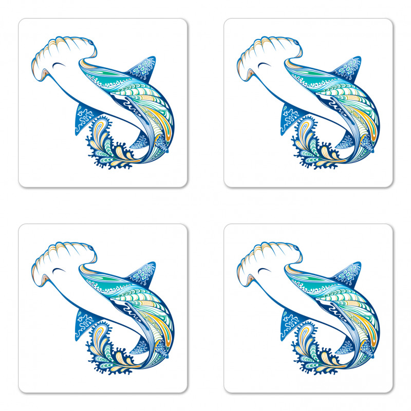 Hammer Head Shark Ocean Coaster Set Of Four