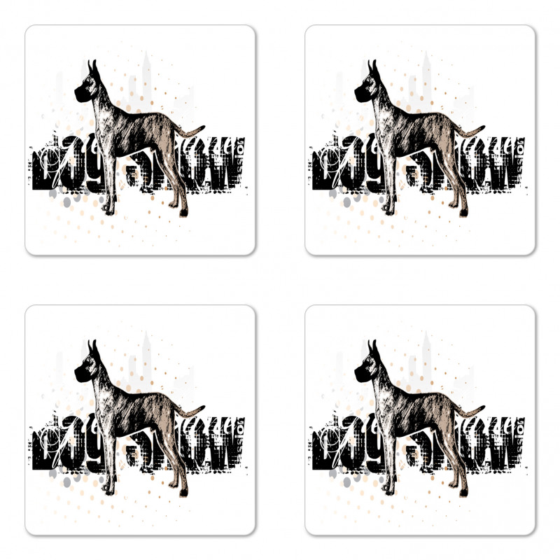 Sketch of Dog Coaster Set Of Four