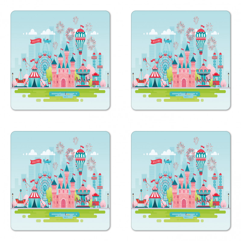 Childish Cartoon Fun Coaster Set Of Four