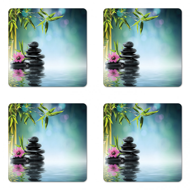 Hibiscus Bamboo on Water Coaster Set Of Four