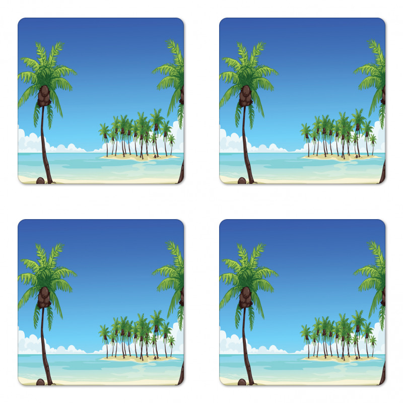 Coconut Trees in the Ocean Coaster Set Of Four