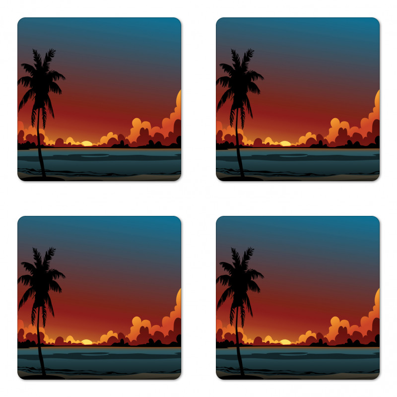 Dramatic Sunset Scene Pattern Coaster Set Of Four