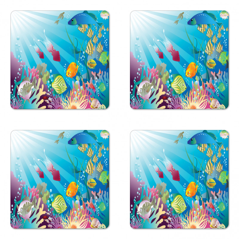 Fish Species in the Sea Coaster Set Of Four