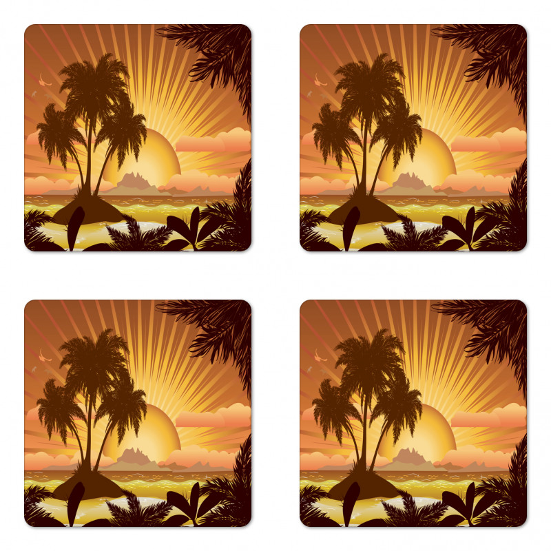 Digital Graphics Sunset Scene Coaster Set Of Four