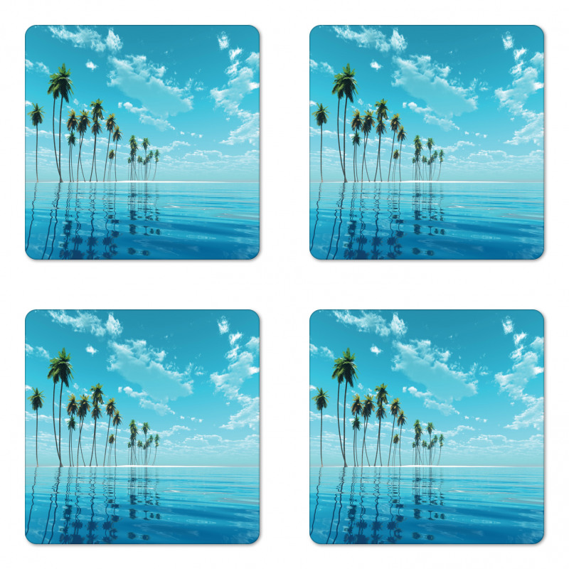 Long Coconut Trees Still Water Coaster Set Of Four