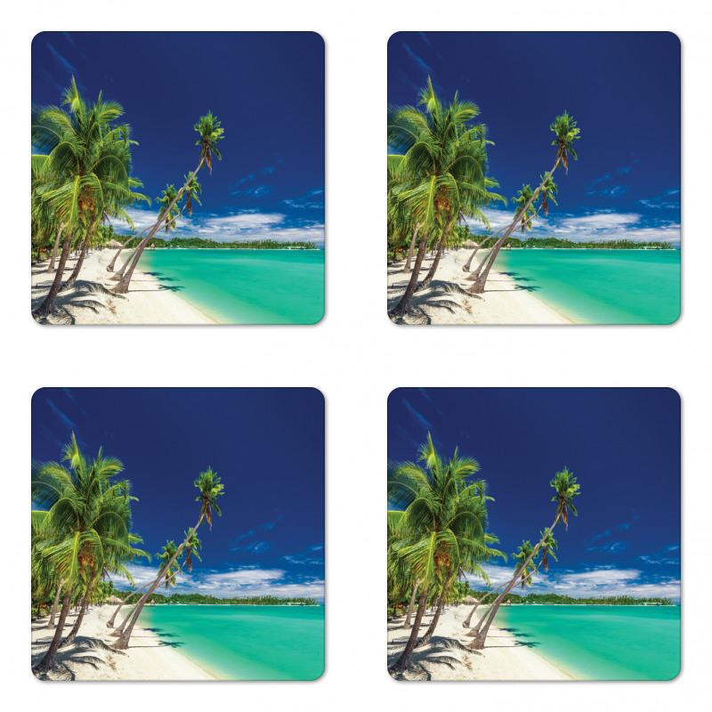 Exotic Beach and Coconut Trees Coaster Set Of Four