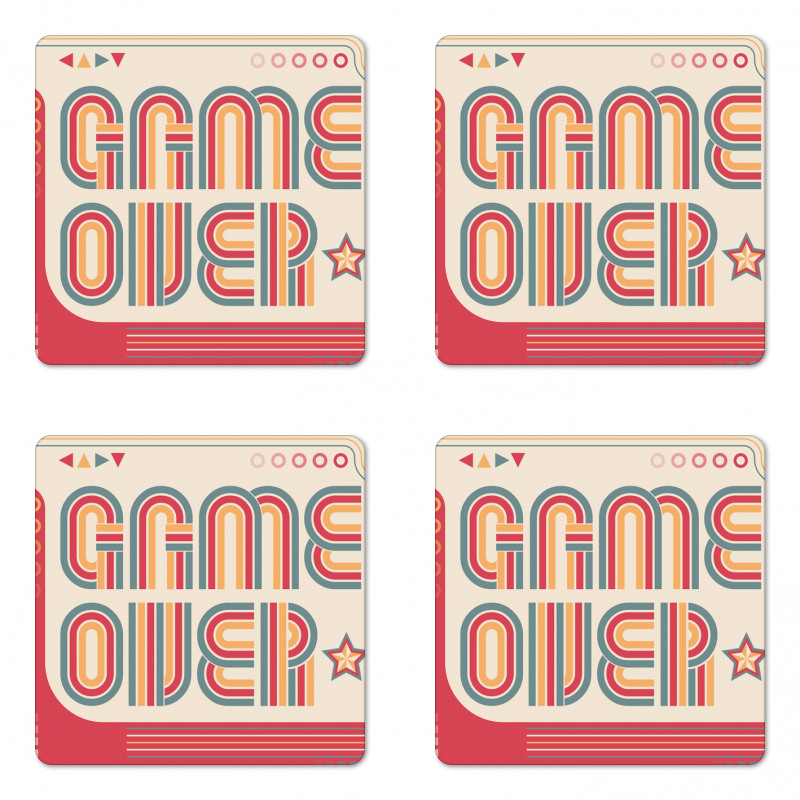 Vintage Game over Screen Coaster Set Of Four