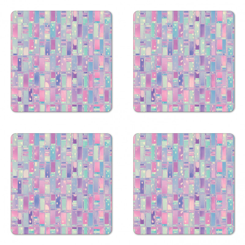 Pastel Tone Abstract Squares Coaster Set Of Four