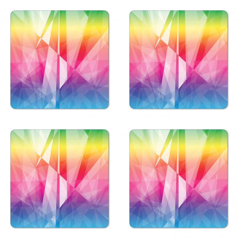 Mosaic Rainbow Geometric Art Coaster Set Of Four