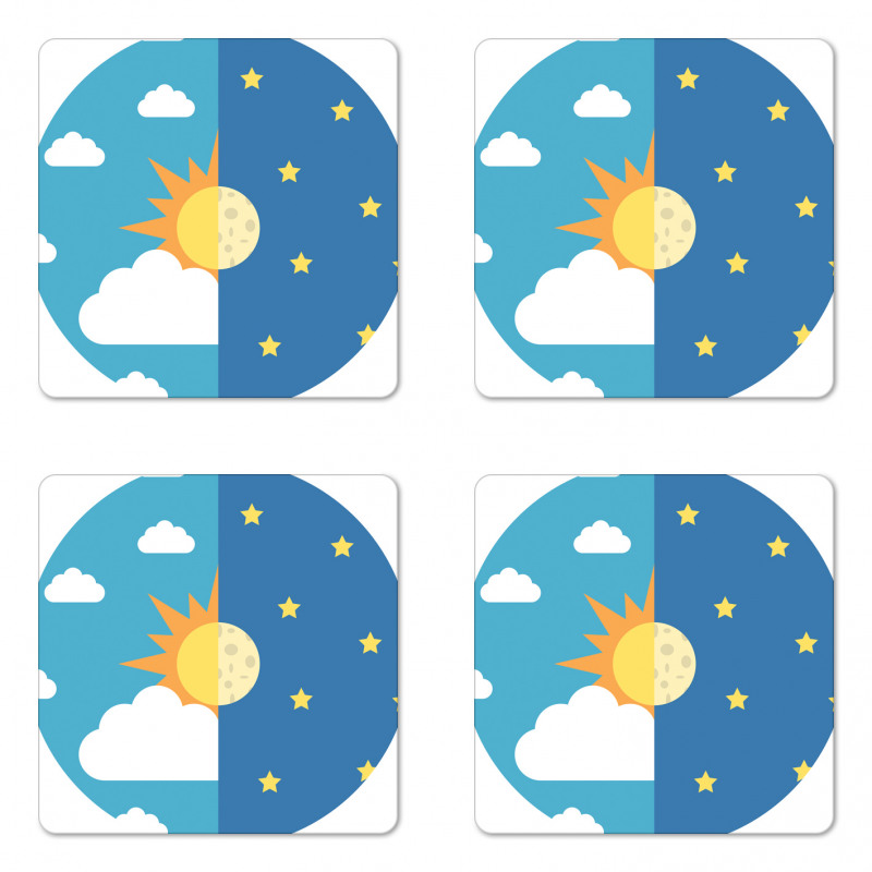 Day and Night Cartoon Coaster Set Of Four