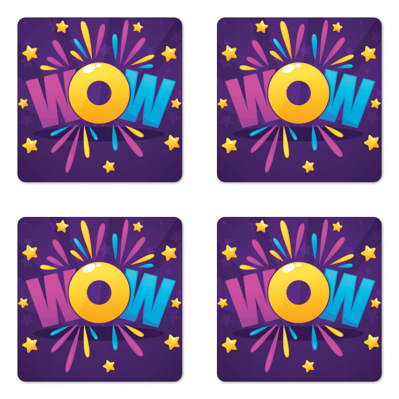 Fun Art Wow Lettering Stars Coaster Set Of Four