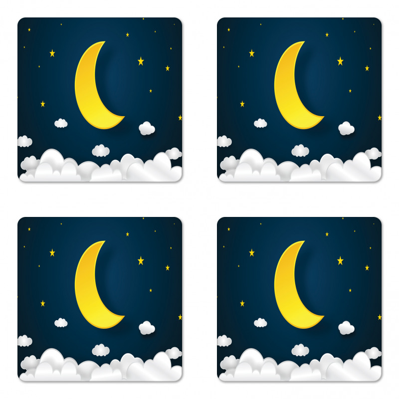 Half Moon Clouds and Stars Coaster Set Of Four