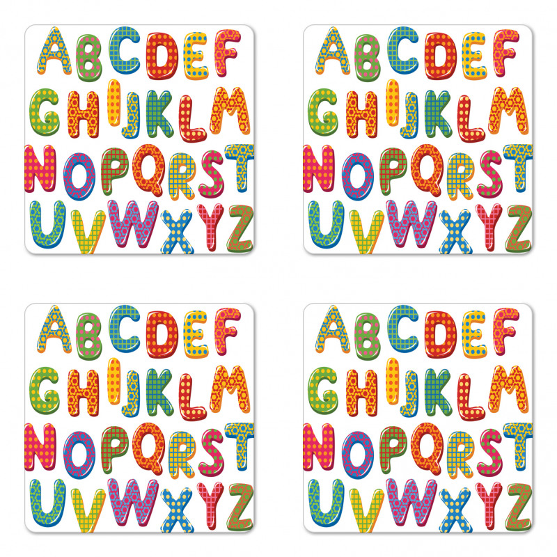 Funny Lettering Pattern Coaster Set Of Four