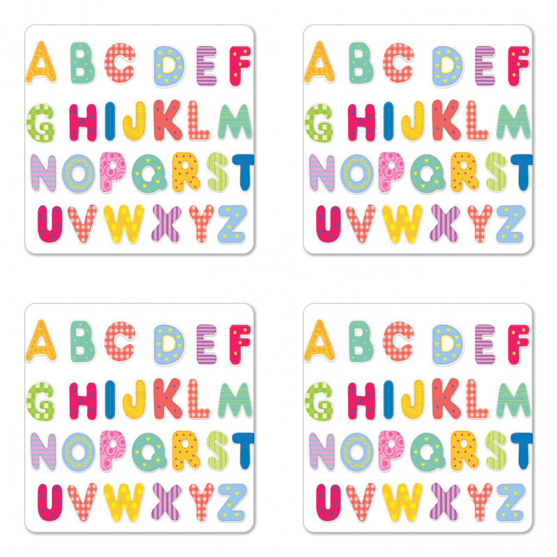 Colorful Printed Letters Coaster Set Of Four