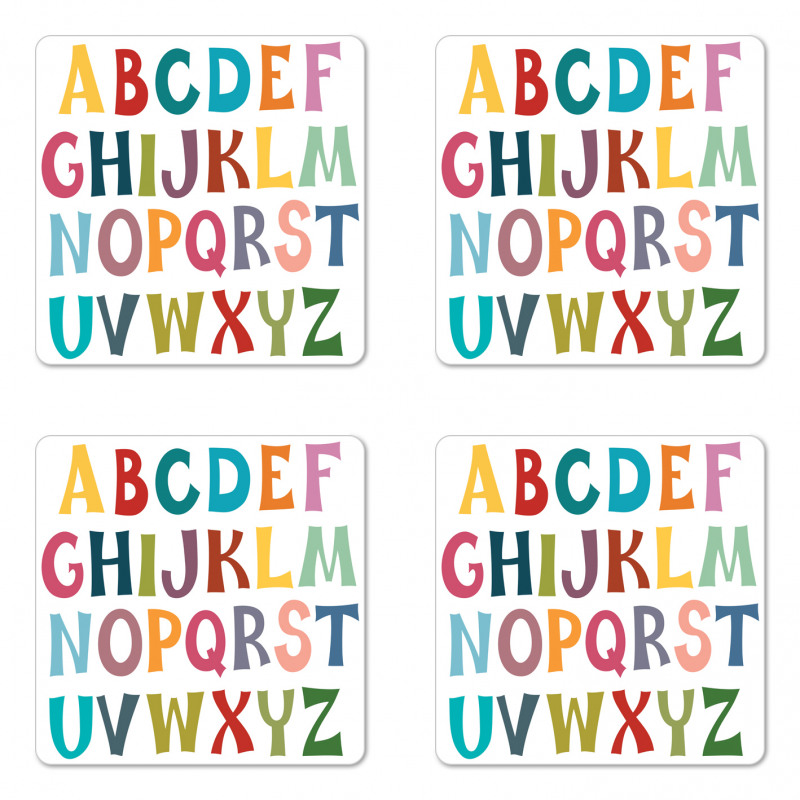 Basic Colorful Letters Coaster Set Of Four