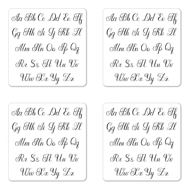 Monochrome Cursive ABC Coaster Set Of Four