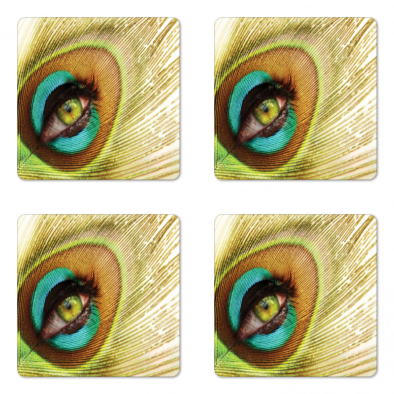 Peacock Feather Eye Coaster Set Of Four