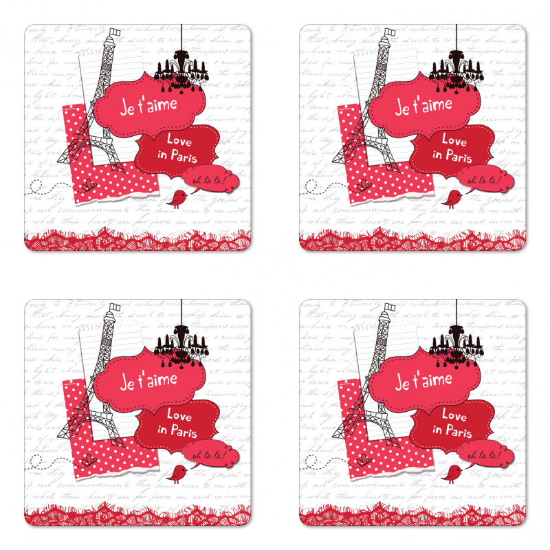 Je T'aime in Paris Coaster Set Of Four