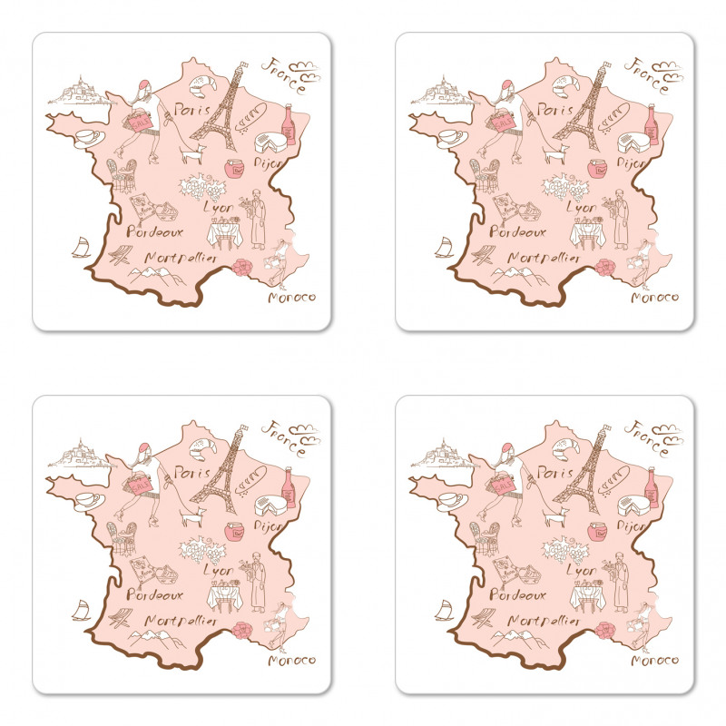 Typography Map Coaster Set Of Four