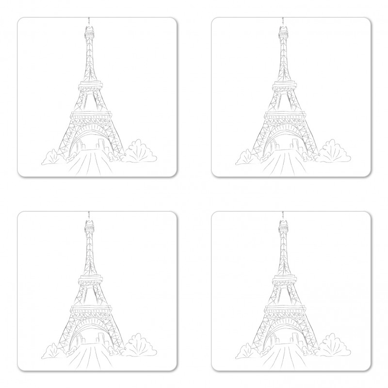 Pencil Drawn Monument Coaster Set Of Four