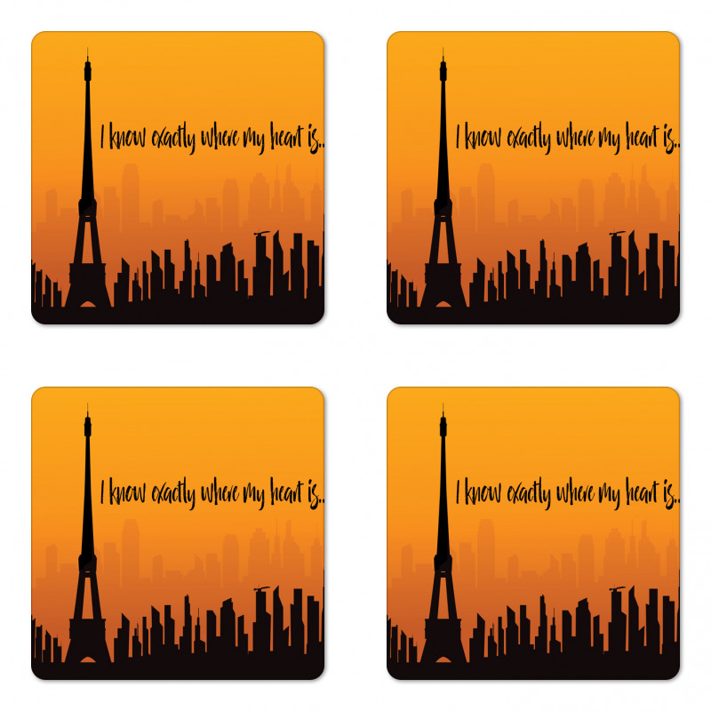 City Skyline Lettering Coaster Set Of Four