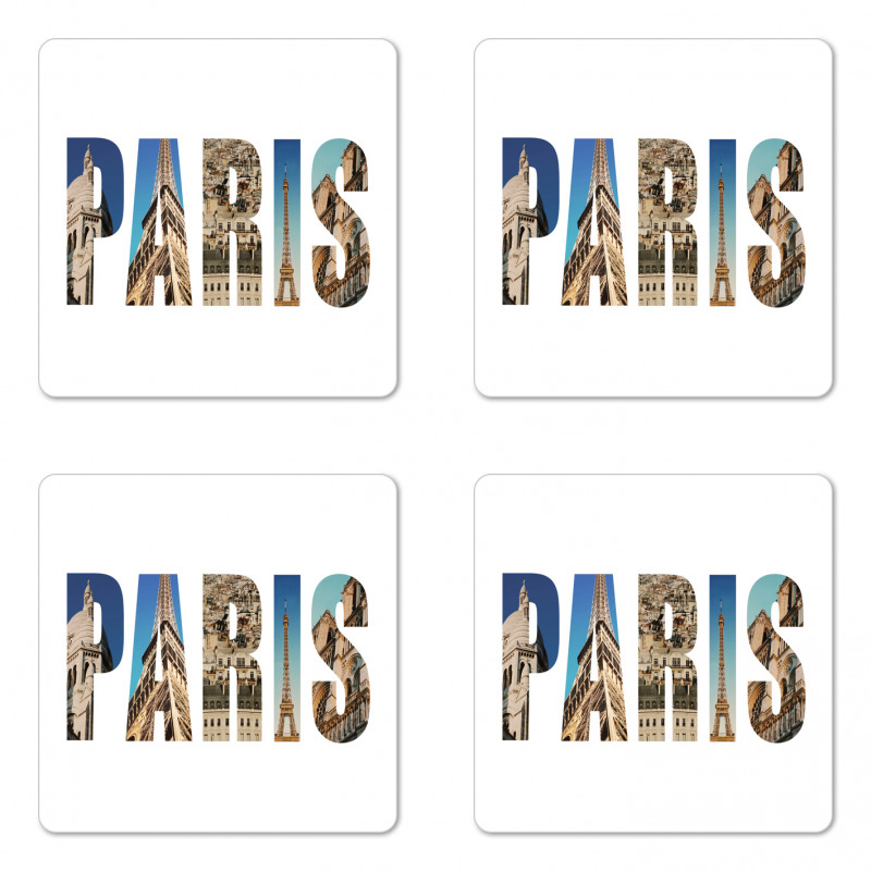 Modern Collage Wording Coaster Set Of Four