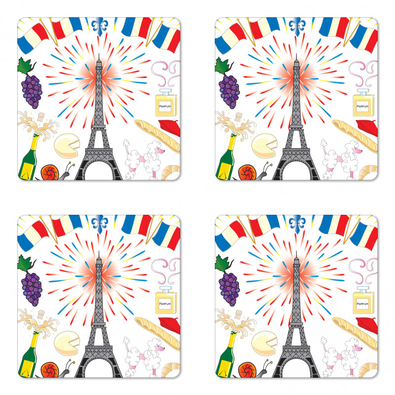 Parisian Party Items Coaster Set Of Four