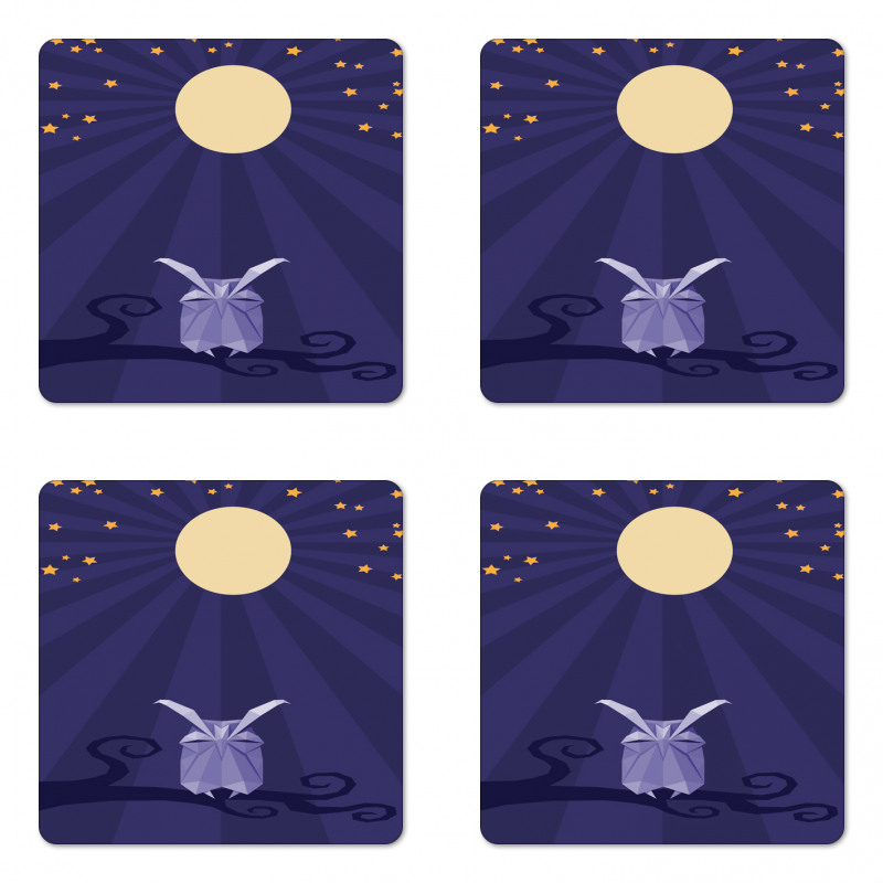 Origami Bird at Night Coaster Set Of Four