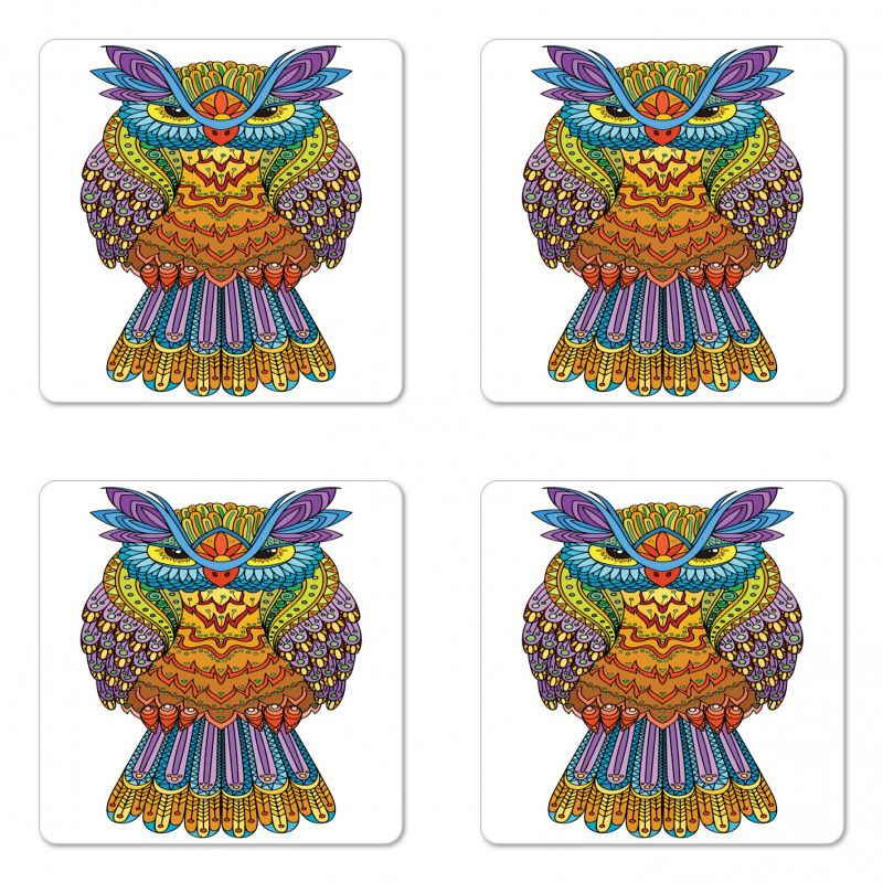 Zentangle Boho Art Bird Coaster Set Of Four