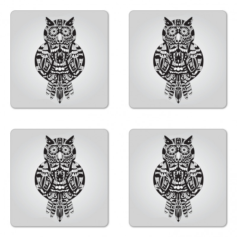 Zentangle Graphic Bird Coaster Set Of Four