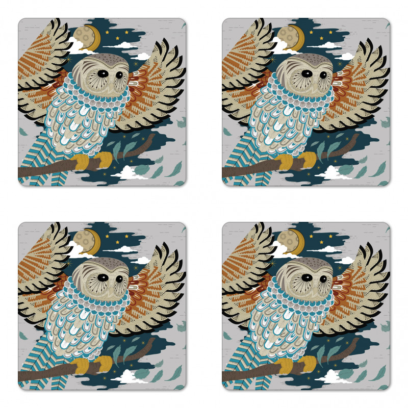 Bird Wings Moon Motifs Coaster Set Of Four