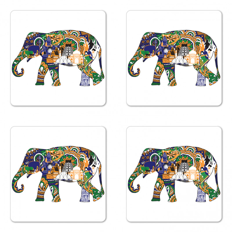 Elephant Asian Symbol Coaster Set Of Four