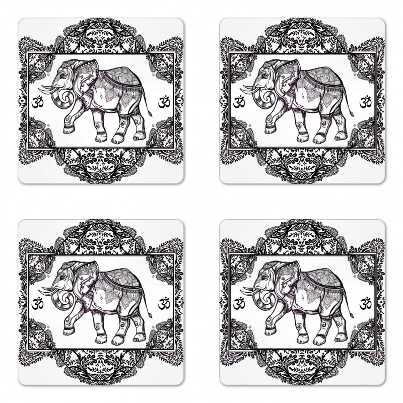 Bohemic Floral Elephant Coaster Set Of Four