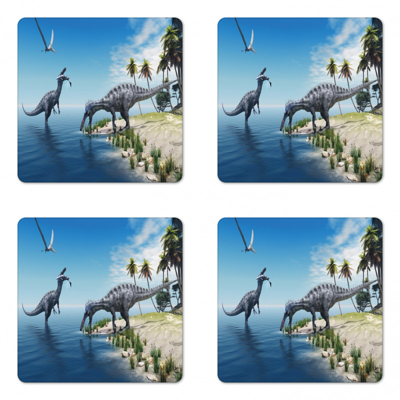 Wild Suchomimus Dinosaur Coaster Set Of Four