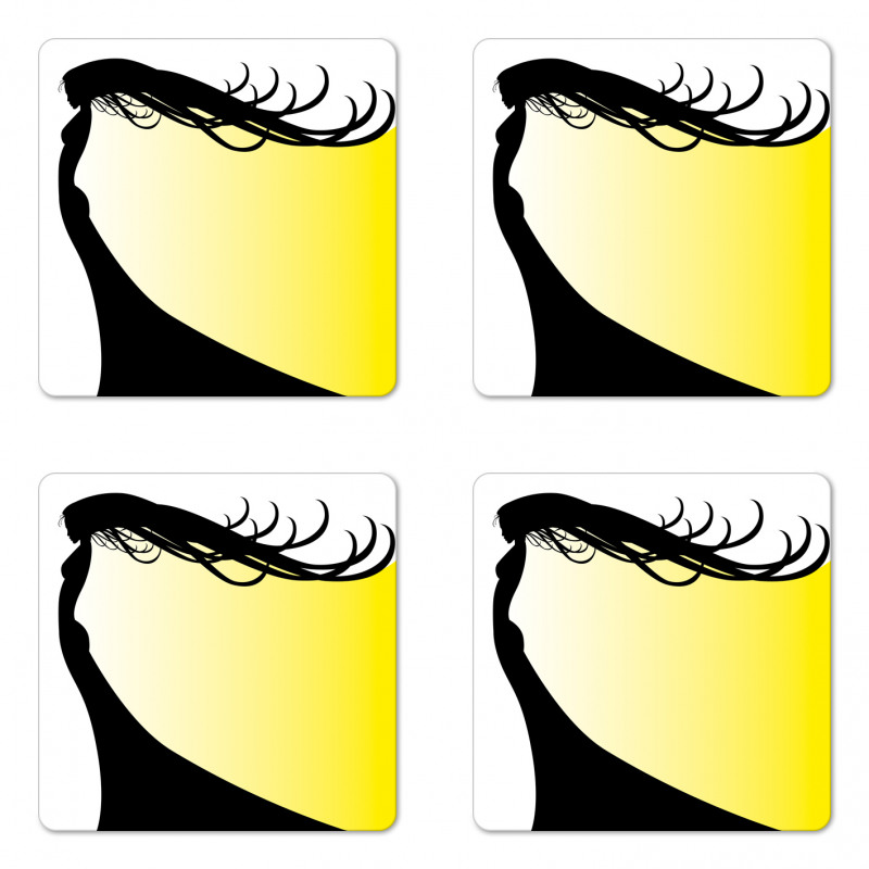 Hair Whip Woman Shade Coaster Set Of Four